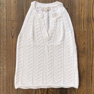 LOFT Ivory Textured Sleeveless Top